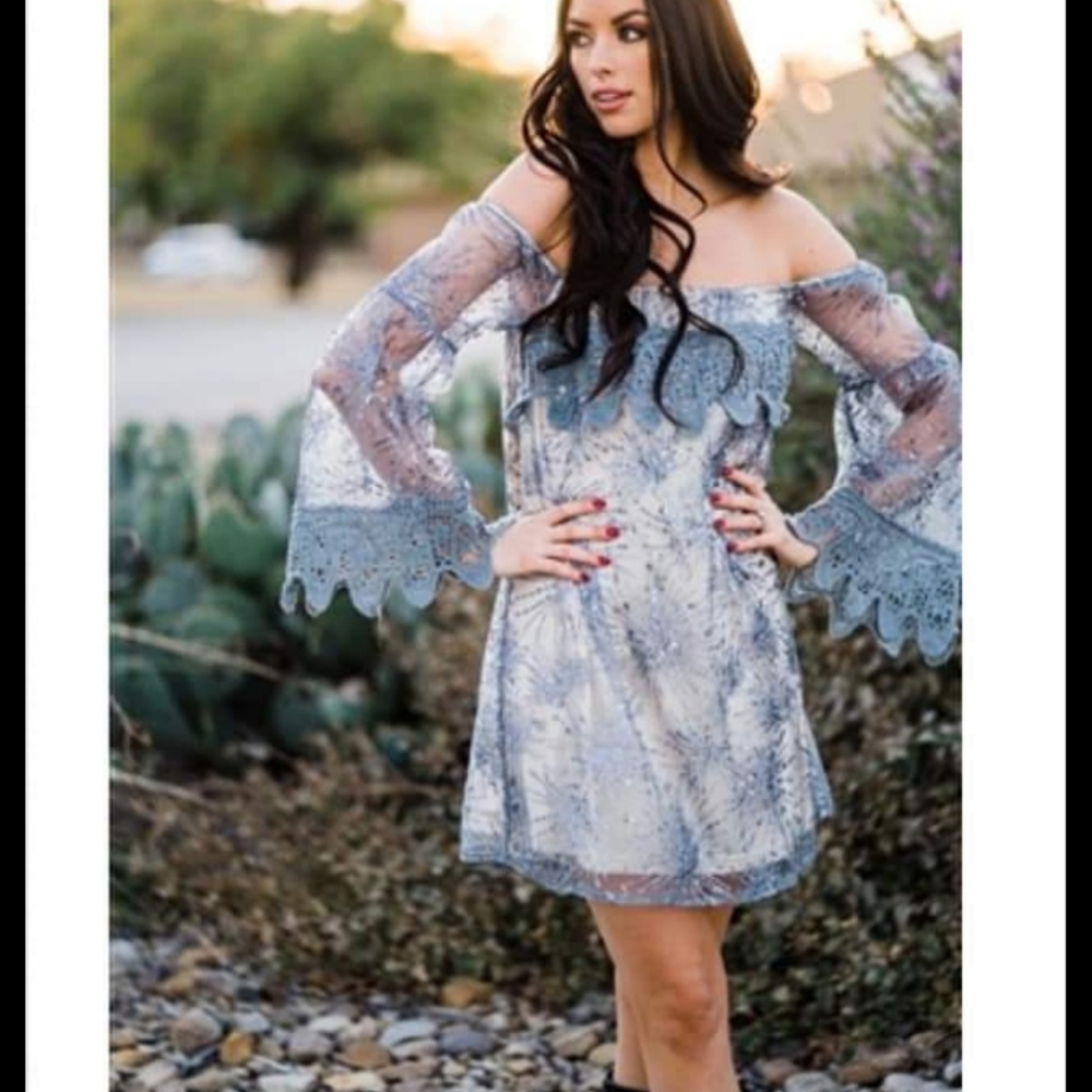Southern Fried Chics Blue Sequin Dress